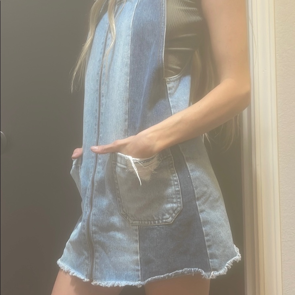 F21 denim overall dress